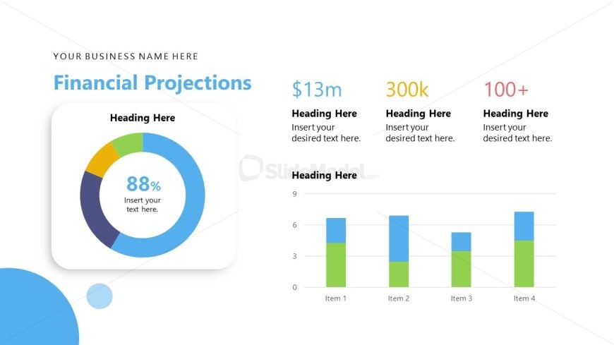 Pie Chart & Bar Graph Slide for Financial Projections