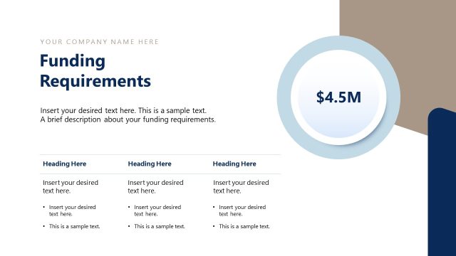 Editbale Slide with Placeholder Text for Funding Requirements