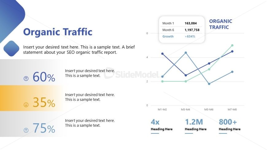 Slide with Line Chart & Data Points - SEO Report Template