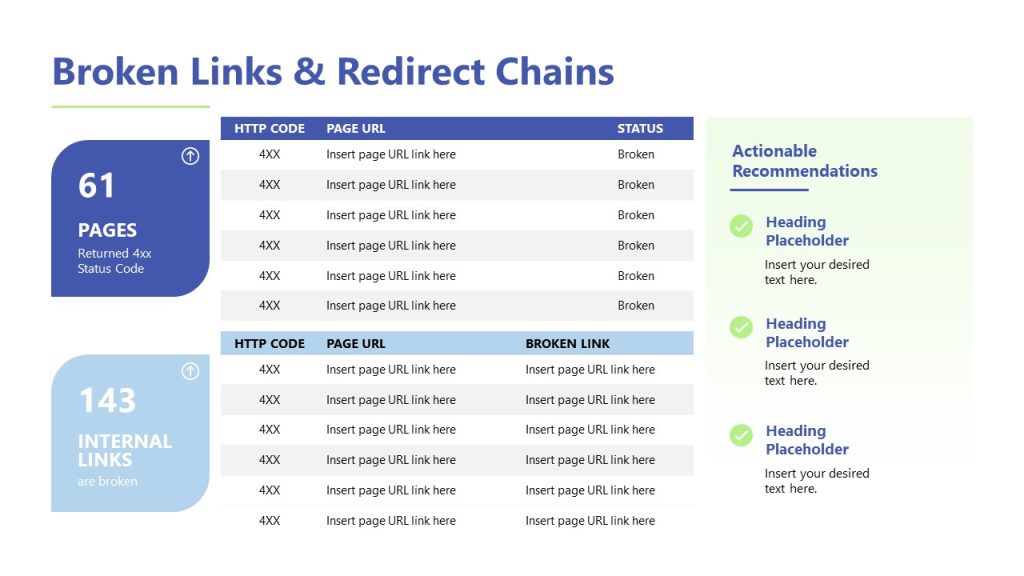 Broken Links & Redirections SEO Audit PPT Template SlideModel