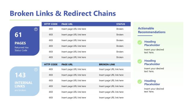 Broken Links & Redirections – SEO Audit PPT Template