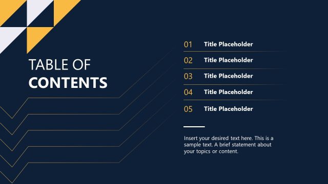 Table of Contents Slide – Hotel Company Overview Template