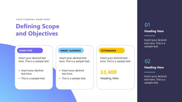 Defining Scope & Objectives Slide with Columns