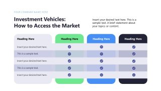 Investment Vehicles Table Diagram - Investment Portfolio & Strategy PPT