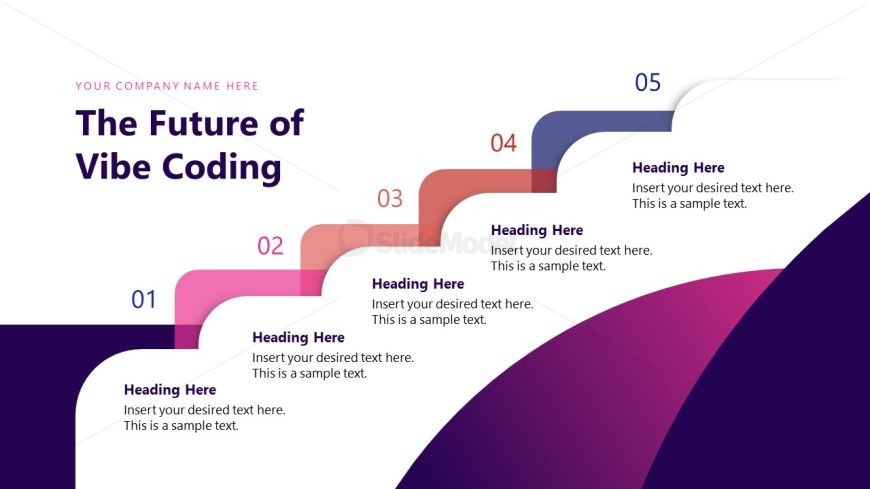 Five Step Stairs Diagram - Vibe Coding Slide Template