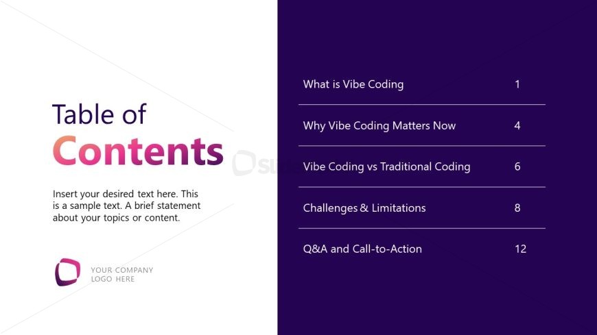 Customizable Table of Contents PowerPoint Slide