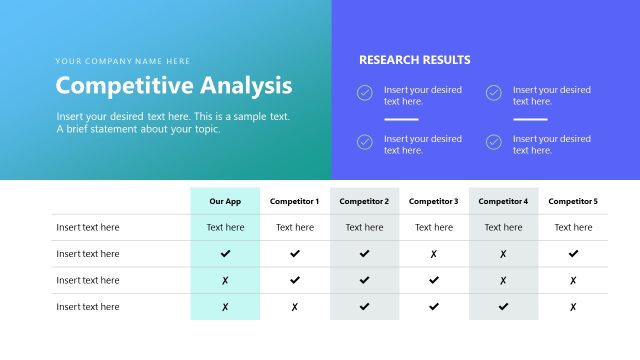 Editable Competitive Analysis Table Slide – UX Design Case Study Presentation