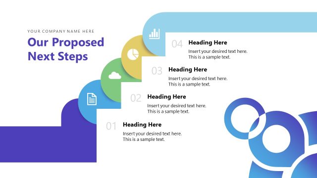 Next Steps Circular Icons Stair Diagram