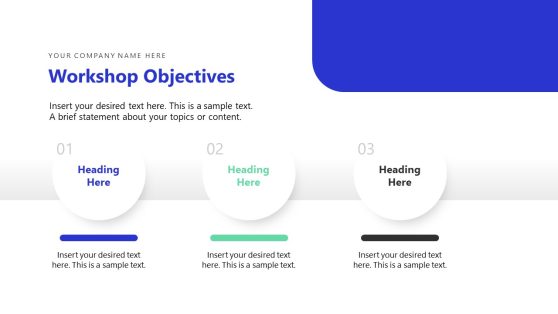 Work Objectives Slide with Three Circular Shapes - SlideModel