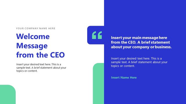 CEO Welcome Message – Business Workshop Template