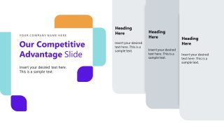Our Competitive Advantage Slide Template with colorful shapes and editable text areas.