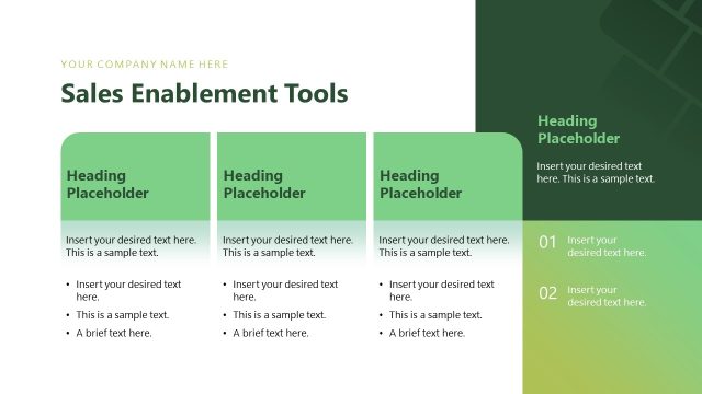Sales Enablement Tool Slide with Placeholder Text