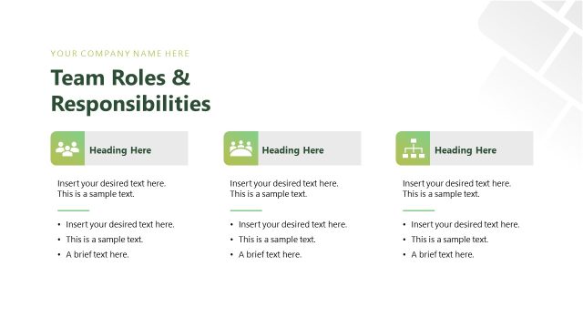 Team Roles & Responsibilities Slide with Three Columns