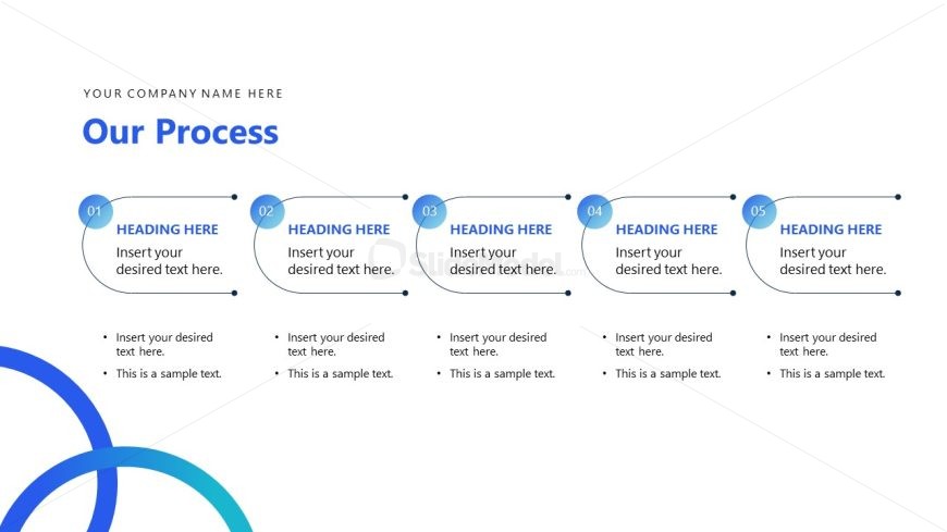 Our Process Slide with Shapes and Text