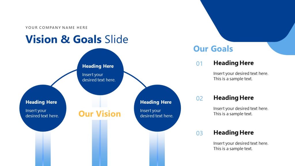 Vision & Goals Slide with Connected Circles Diagram - SlideModel