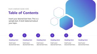 Table of Contents Slide for Nanotech Company Presentation