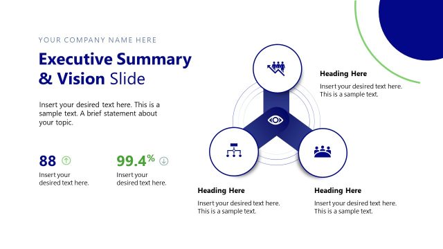 Three Corner Diagram with Icons for Executive Summary Presentation