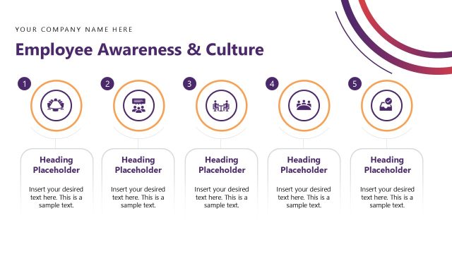 Employee Awarness & Culture Slide with Five Points