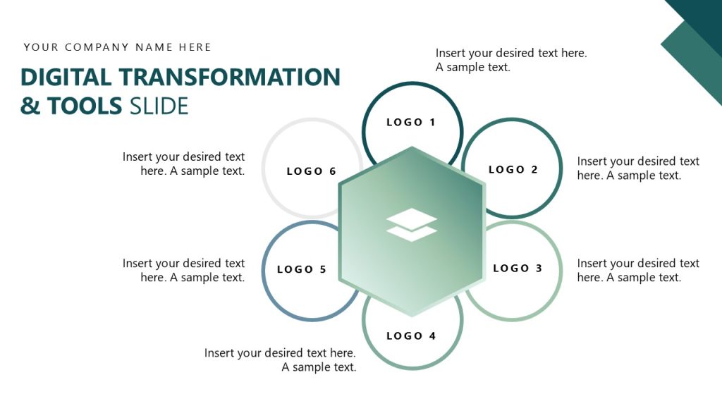 Digital Transformation & Tools Slide with Hexagon Diagram - SlideModel