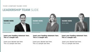 Leadership Slide Template with Images & Text Boxes for Startup Fundraising Presentation