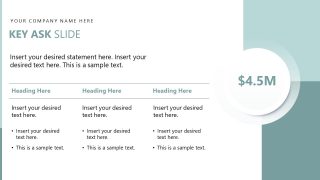 Startup Fundraising Pitch Deck - Key Ask Slide