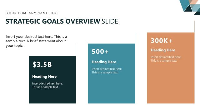 Strategic Goals Overview Slide with Three Blocks