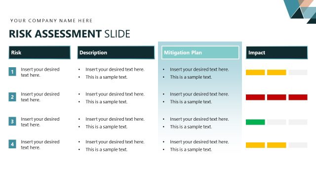 Risk Assessment Slide with Multiple Columns – Management Review Template
