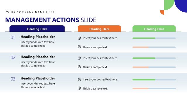 Management Actions Slide – Quarterly Management Review PPT Layout