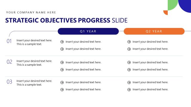Strategic Objectives PPT Slide – Quarterly Management Review Template