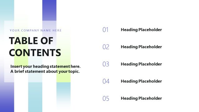 Table of Contents for Business Transformation Roadmap