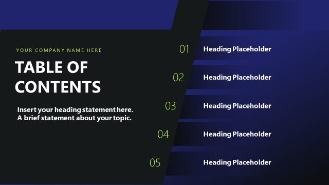 Table of Contents for Performance Improvement Roadmap