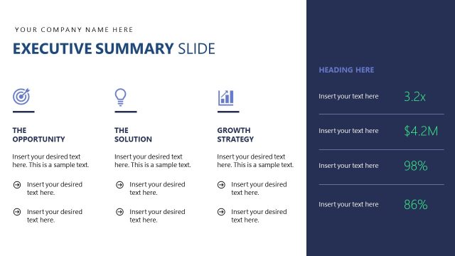 Executive Summary Infographics Slide –  High-Stakes Pitch Deck PPT Layout