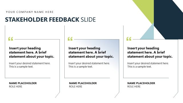 Stakeholder Feedback with Testimonial Cards PPT Template