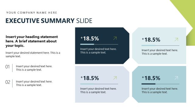 Executive Summary with Key Case Study Metrics Slide