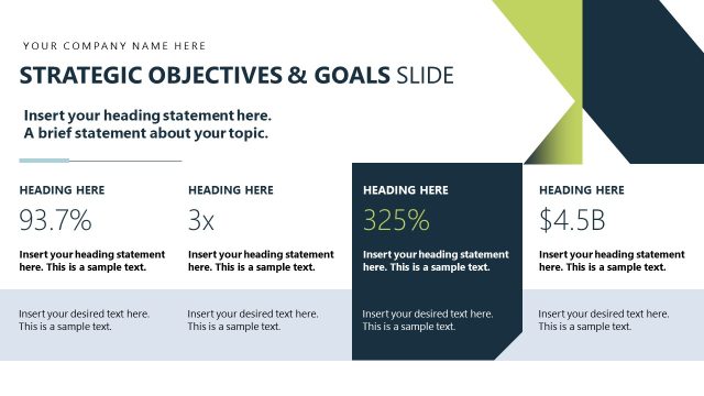 Strategic Objectives and Goals KPI Cards Design