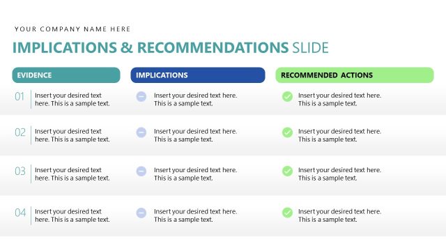 Implications and Recommendations Comparison Table PPT Slide