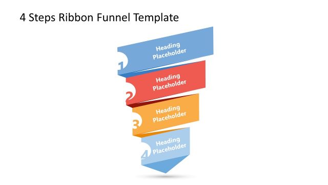 4 Steps Rectangle Ribbon Funnel Diagram