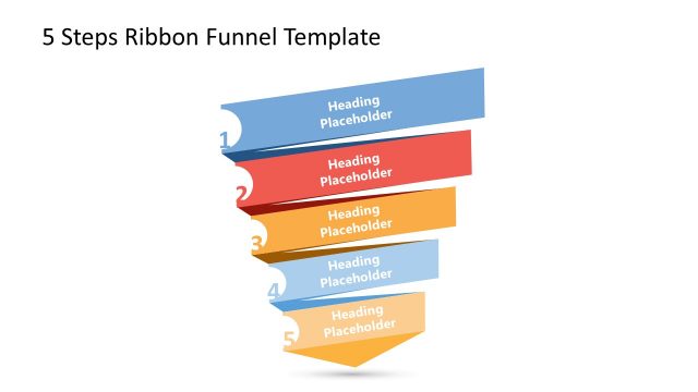 5 Steps Ribbon Funnel Diagram