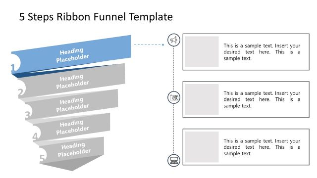 Ribbon Funnel Step 1 PowerPoint Diagram