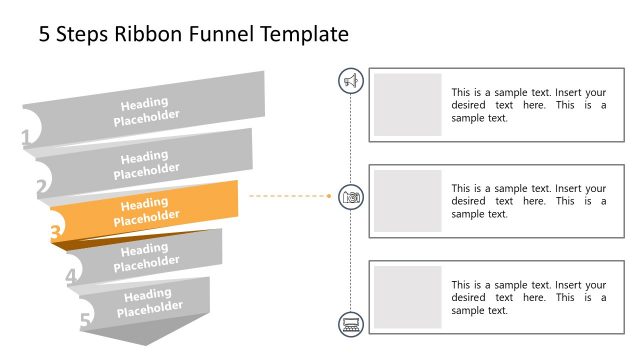 Ribbon Funnel Step 3 PowerPoint Diagram