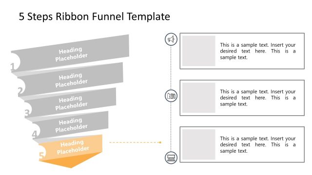 Ribbon Funnel Step 5 PowerPoint Diagram