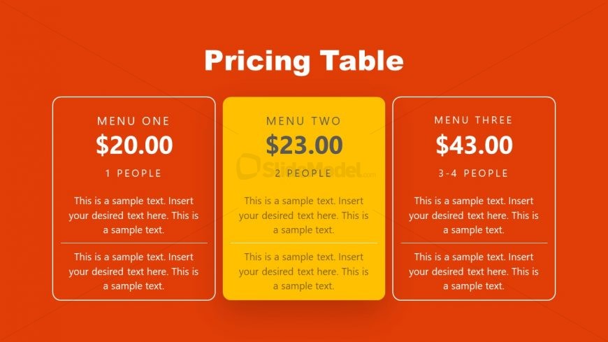 Sales Pitch Restaurant Pricing Template 