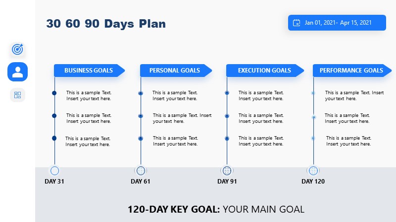 Animated Report Template of 30 60 90 120 Day Plan 