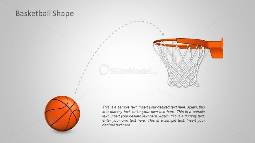 PowerPoint Shapes of Basketball and Hoop Net