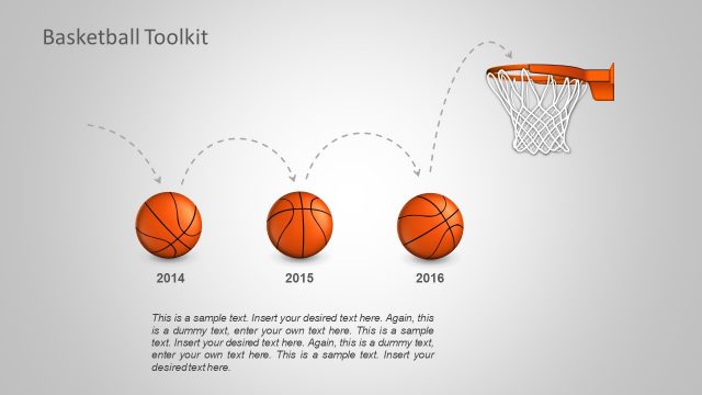 3 Steps Timeline Template of Basketballs