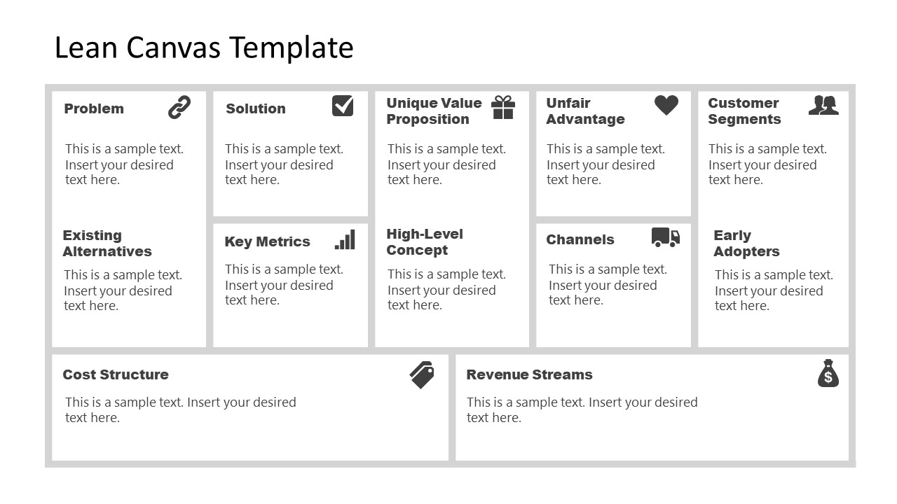 Grid Layout for Lean Canvas Presentation 