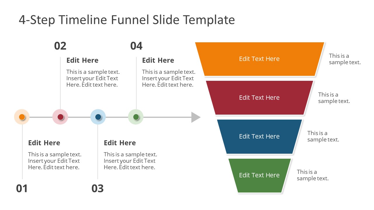 PowerPoint Template for 4-Step Timeline Funnel Diagram