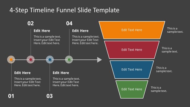 4-Step Timeline Funnel Template – Dark Background