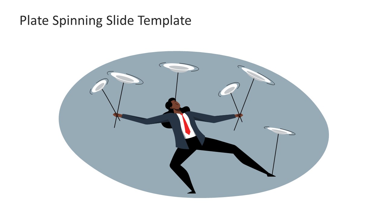 Presentation Slide Template with Plate Spinning Metaphor Illustration