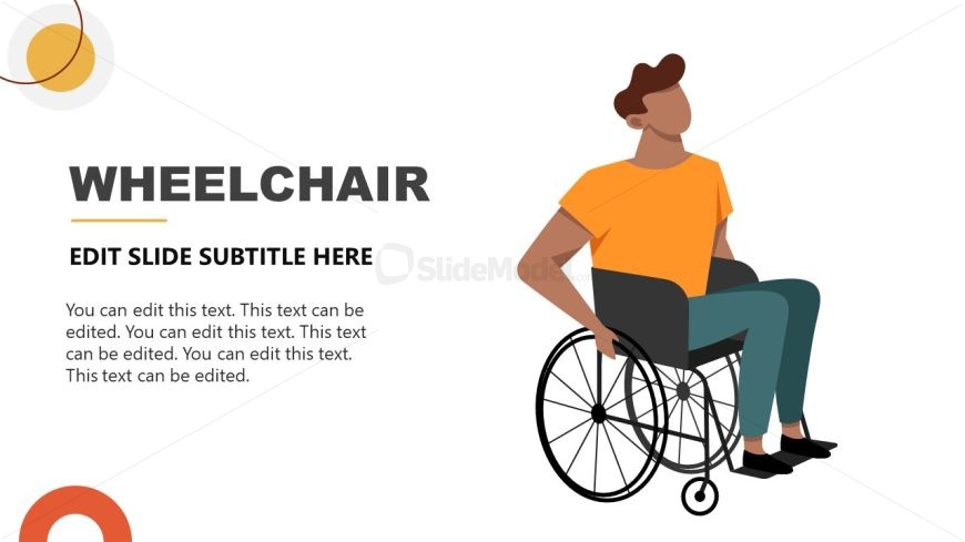 Slide with Wheelchair and Human Character Illustration - Diversity at Work PPT Template 